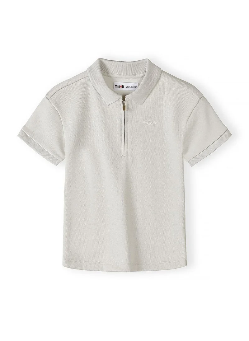 MINOTI Boys grey polo set with zip collar and elasticated shorts 3-15 years